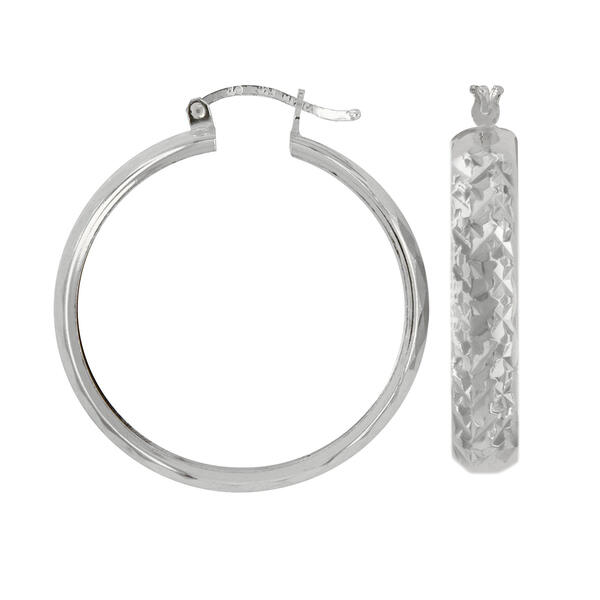Diamond Cut Sterling Silver Hoop Earrings - image 