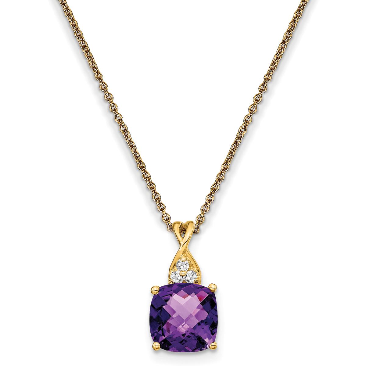 14k Yellow Gold Diamond Pendant Necklace
