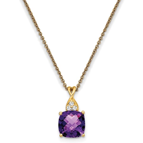 14k Yellow Gold Diamond Pendant Necklace - image 