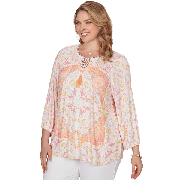 Plus Size Ruby Rd. Renaissance Romance Keyhole Neck Blouse