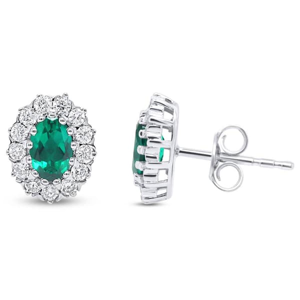 Nova Star(R) Lab Grown Emerald & 1/2ctw. Lab Grown Diamond Earrings - image 