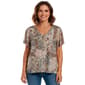 Plus Size Emily Daniels Short Sleeve Patchwork Zip Neck Blouse - image 1