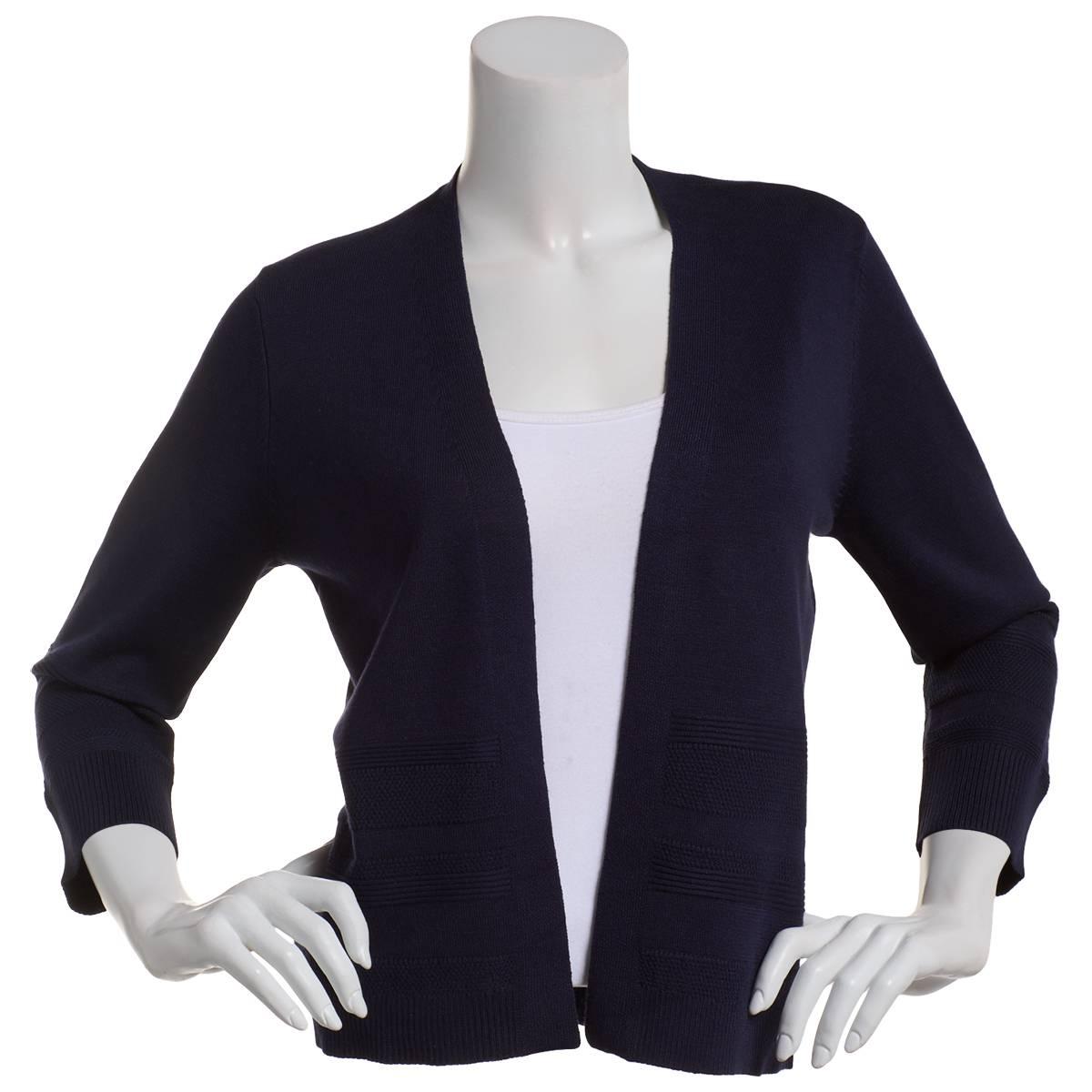 Womens 89th & Madison Bracelet Sleeve Solid Rib Panel Cardigan