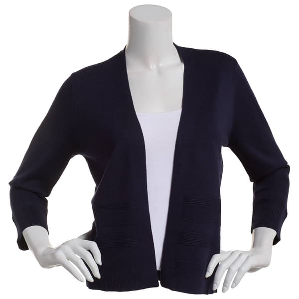 Womens 89th & Madison Bracelet Sleeve Solid Rib Panel Cardigan - image 