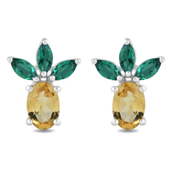 Gemstone Classics™ Created Emerald Citrine Pineapple Earrings