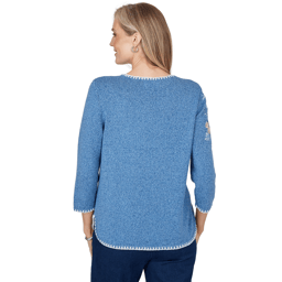 Womens Alfred Dunner Ann Arbor Floral Embroidered Sweater