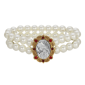 Symbols of Faith Faux Pearl Red Crystal Angel Motif Bracelet - image 1