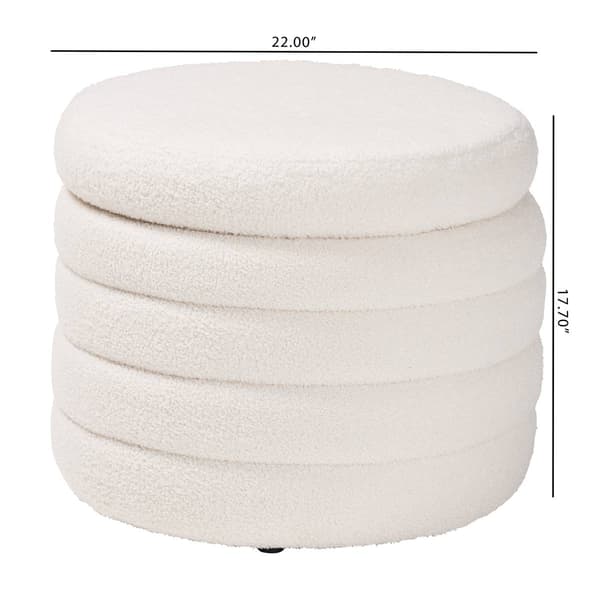 Baxton Studio Tabitha Ivory Boucle Upholstered Storage Ottoman
