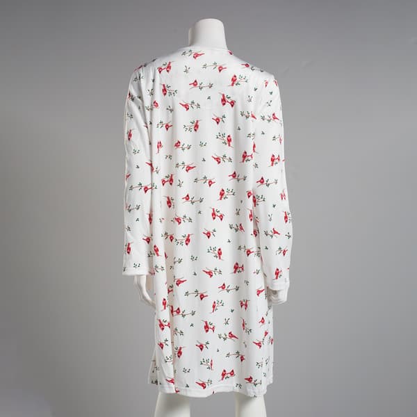 Womens Laura Ashley&#174; Long Sleeve Winter Cardinal Henley Nightgown