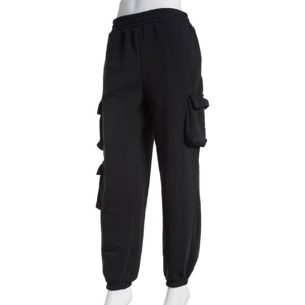 Juniors Derek Heart High-Rise Oversized Cargo Fleece Jogger Pants - image 