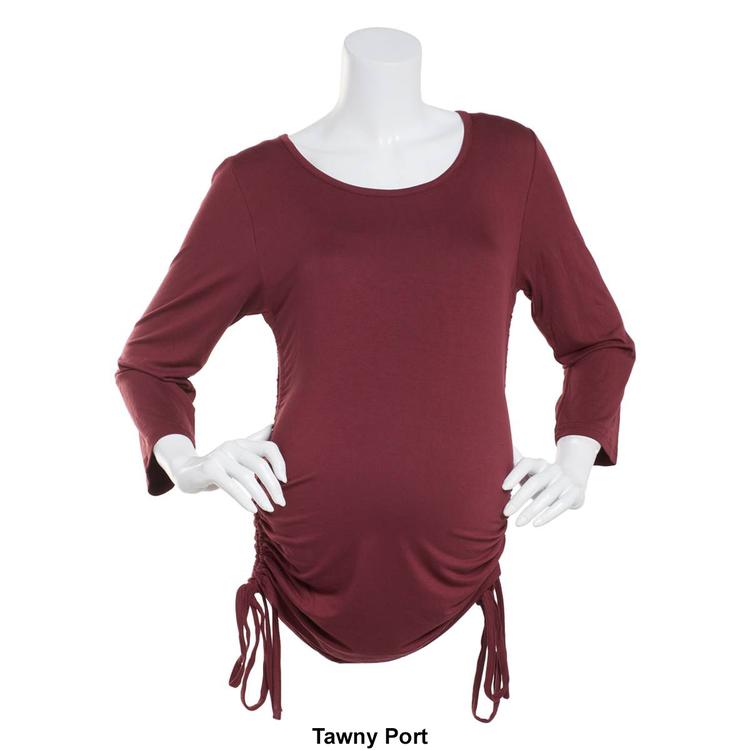 Womens Times Two Bracelet Sleeve Solid Side Tie Maternity Top