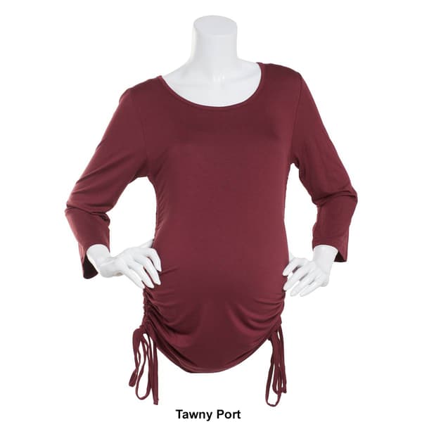 Womens Times Two Bracelet Sleeve Solid Side Tie Maternity Top