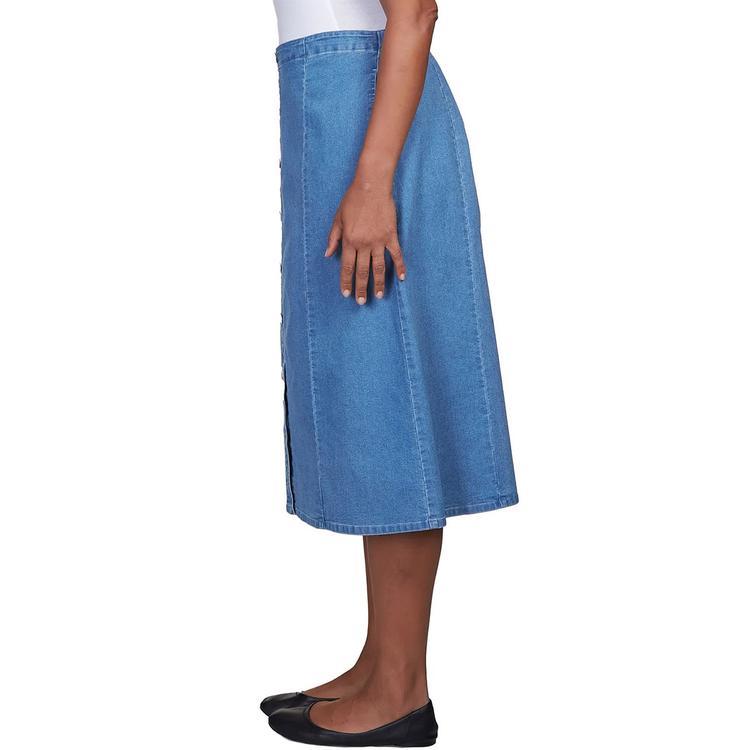 Petite Alfred Dunner Denim Button Front Skirt