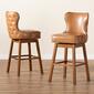 Baxton Studio Gradisca Brown Wood 2pc. Swivel Bar Stool Set - image 8