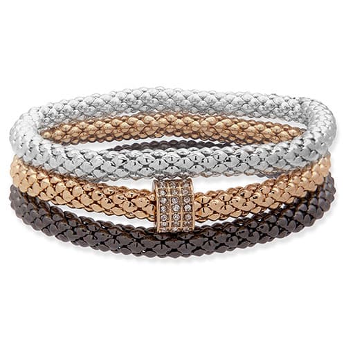 Nine West Tri-tone Mesh 3 Row Stretch Bracelets - image 