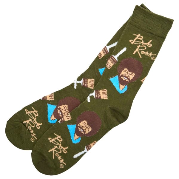 Mens Crazy Socks Bob Ross Crew Socks - image 