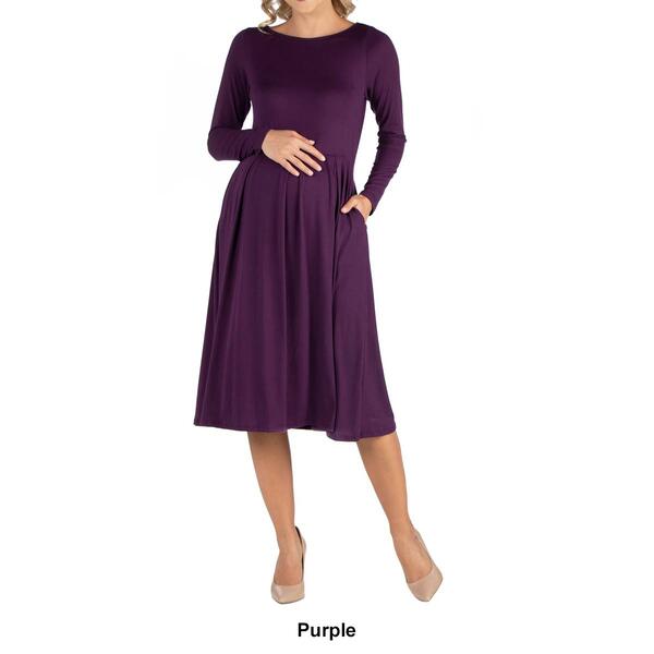 Womens 24/7 Comfort Apparel Fit and Flare Maternity Midi Dress