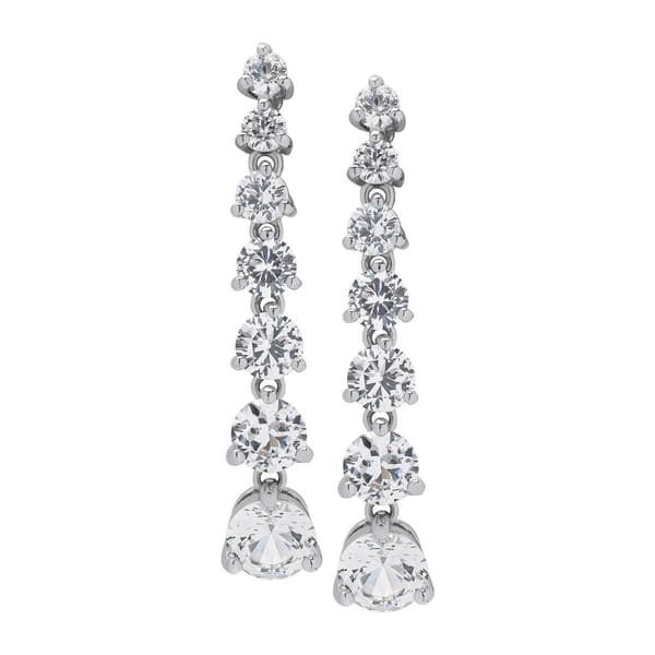 Gianni Argento Lab Grown White Sapphire Graduated Dangle Earrings - image 
