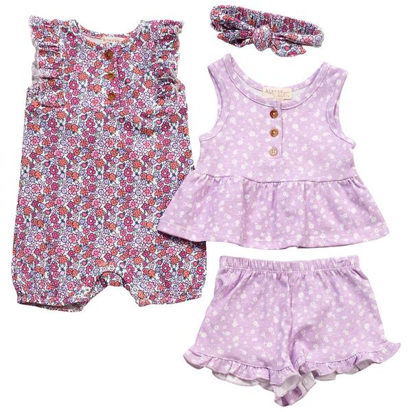 Baby Girl &#40;12-24M&#41; BTween&#40;R&#41; 3pc. Floral Romper/Tank & Shorts Set - image 