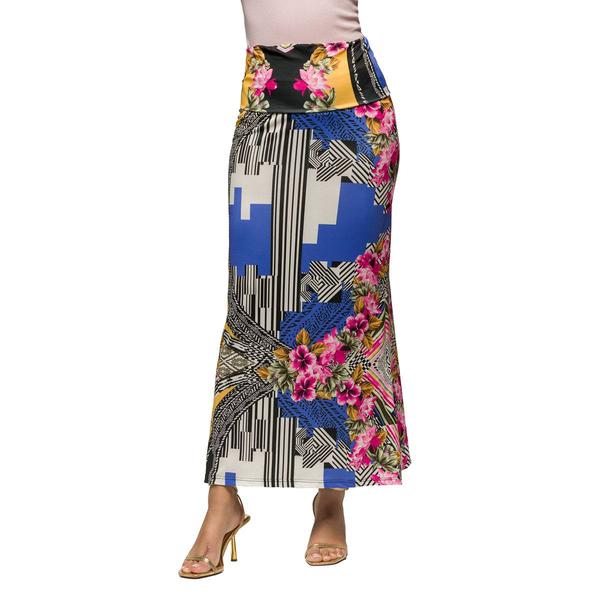 Womens 24-7 Comfort Apparel Floral Foldover Waist Maxi Skirt