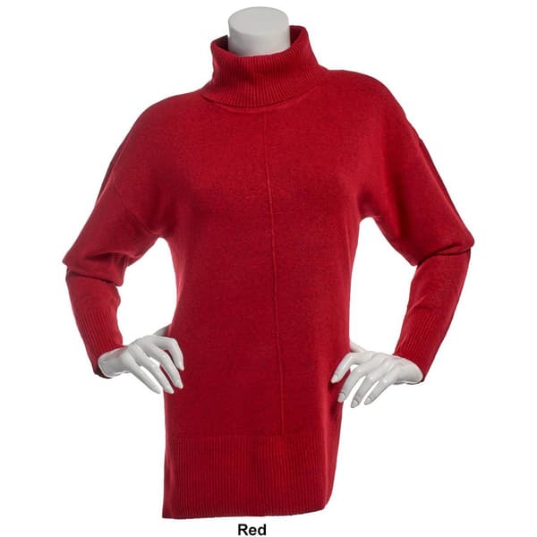 Womens Calvin Klein Long Sleeve Rib Panel Turtleneck Sweater