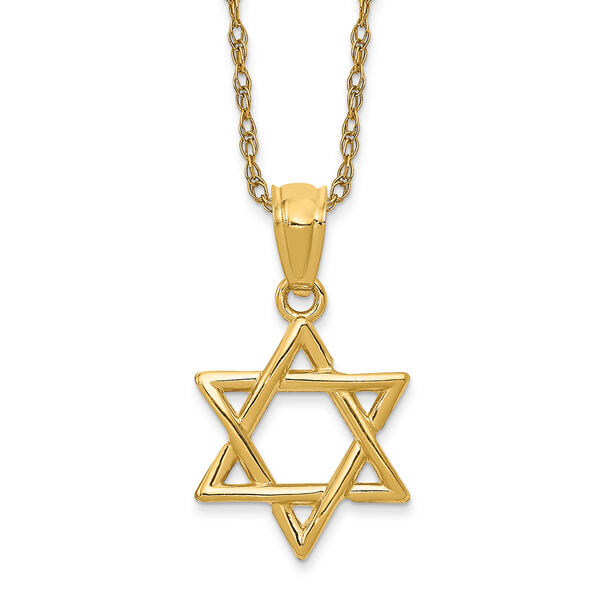 Gold Classics&#40;tm&#41; 14kt. Yellow Gold Star of David Pendant Necklace - image 