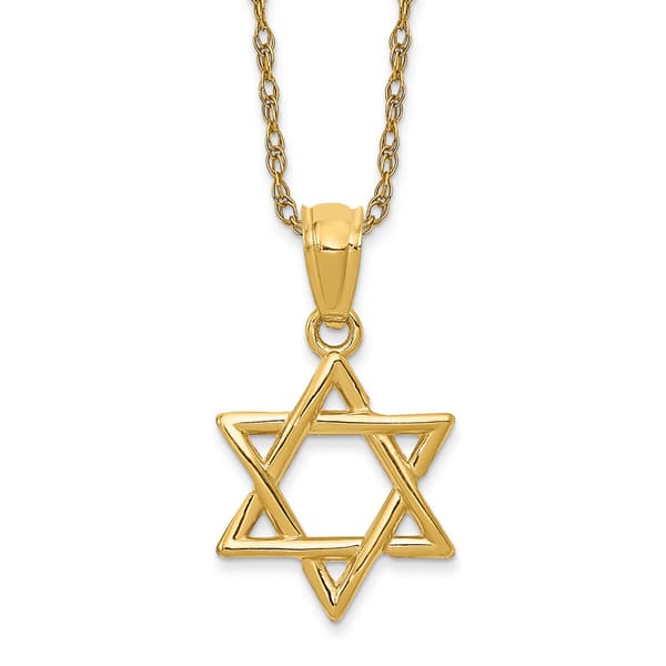 Gold Classics&#40;tm&#41; 14kt. Yellow Gold Star of David Pendant Necklace - image 