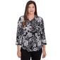 Petite Alfred Dunner Wild At Heart 3/4 Sleeve Floral Puff Top - image 1