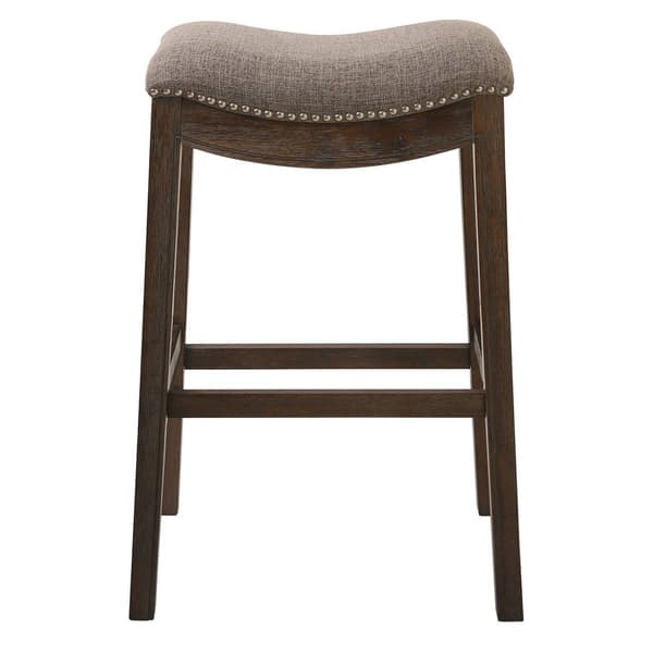 New Ridge Home Goods Sadie Weathered Wood Bar-Height Barstool