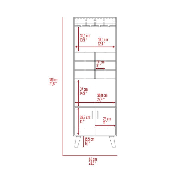 FM FURNITURE Edessa Dark Walnut Bar Cabinet