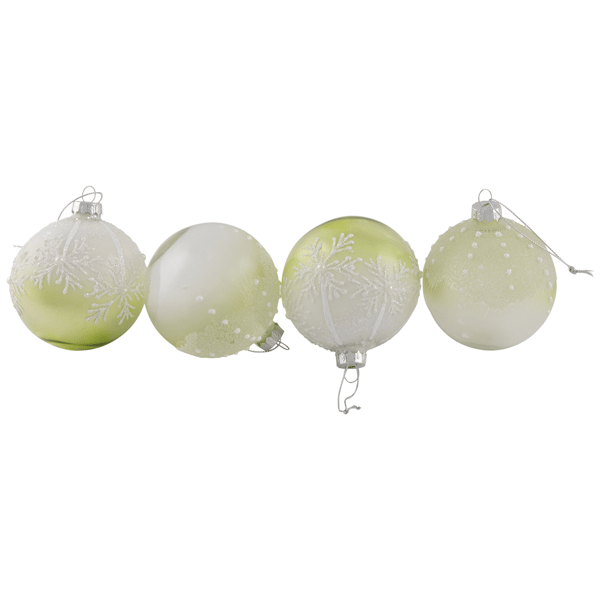 Northlight 4ct. Snowflakes Shiny Glass Ball Christmas Ornaments