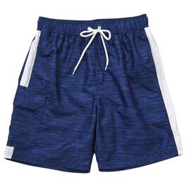 Young Mens Surf Zone Space Dye Navy Swim Trunks