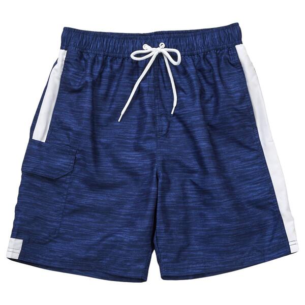 Young Mens Surf Zone Space Dye Navy Swim Trunks - image 