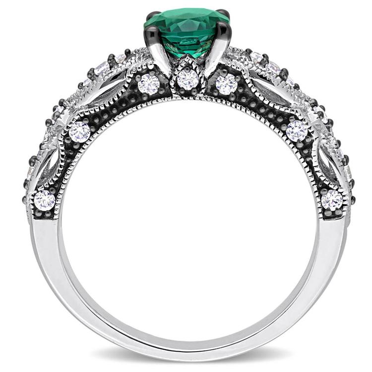 Gemstone Classics™ Lab Created Emerald & White Sapphire Ring