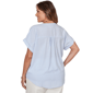 Plus Size Hearts of Palm Aqua Fresh Short Sleeve Stripe Blouse - image 2