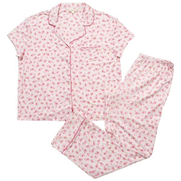 Womens Laura Ashley Short Sleeve Tossed Roses Pajama Set - image 