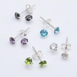 Marsala 5 Pair Cubic Zirconia Post Earring Set