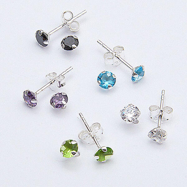 Marsala 5 Pair Cubic Zirconia Post Earring Set - image 