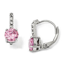 Sterling Silver & Pink Cubic Zirconia Drop Earrings