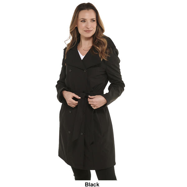 Womens Calvin Klein Double Breasted Belted Softshell Trench Coat