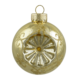 Northlight 6ct Gold 2-Finish Retro Reflector Glass Ball Ornaments