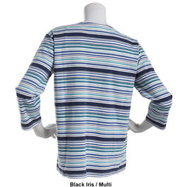 Plus Size Hasting & Smith 3/4 Sleeve Stripe Pouch Pocket Tee