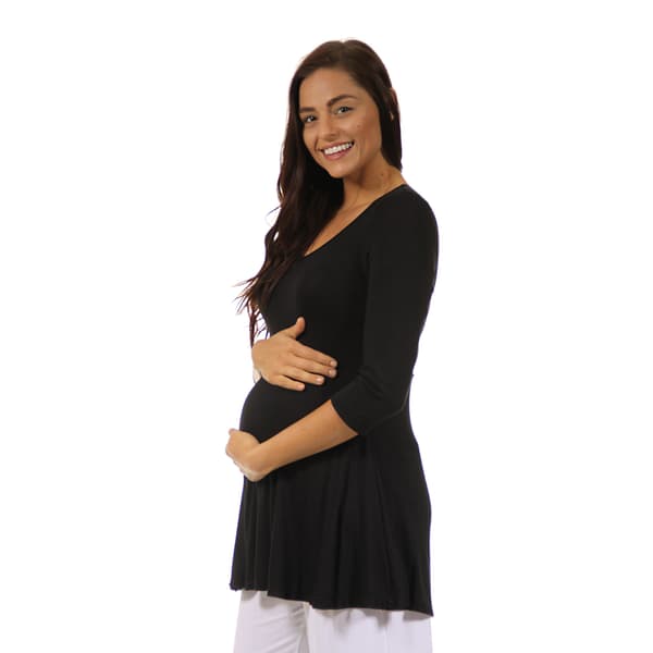 Plus Size 24/7 Comfort Apparel 3/4 Sleeve Maternity Tunic Top