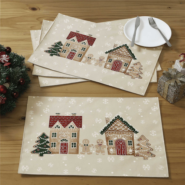 Avanti Linens Gingerbread Village Placemats - Set of 4