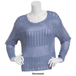 Juniors No Comment Lagoona Open-Stitch Scallop Trim Sweater