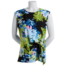 Womens Kasper Extend Shoulder Tie Front Floral Print Top