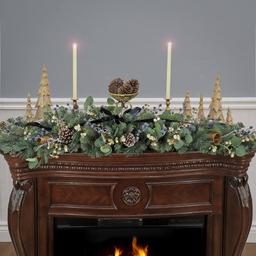 National Tree 60in. Swiss Chic Blue/Champagne Swag