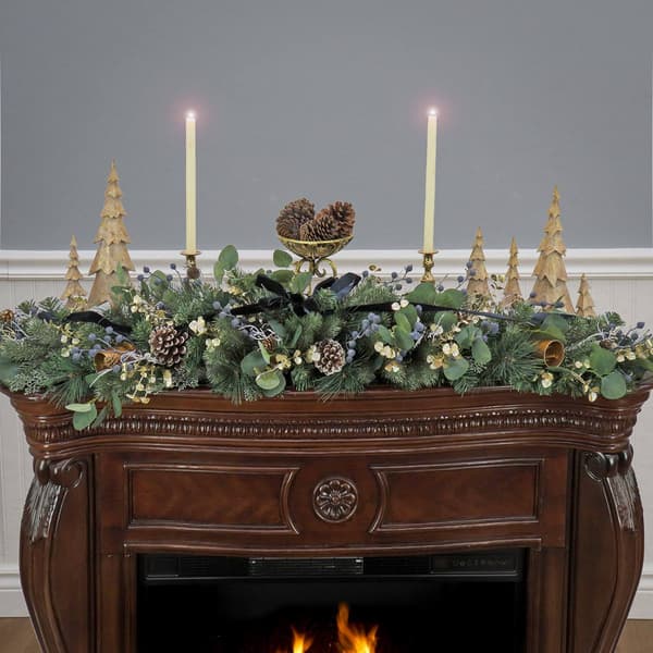 National Tree 60in. Swiss Chic Blue/Champagne Swag