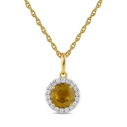 Gemstone Classics(tm) Yellow Gold Citrine Crown Halo Pendant