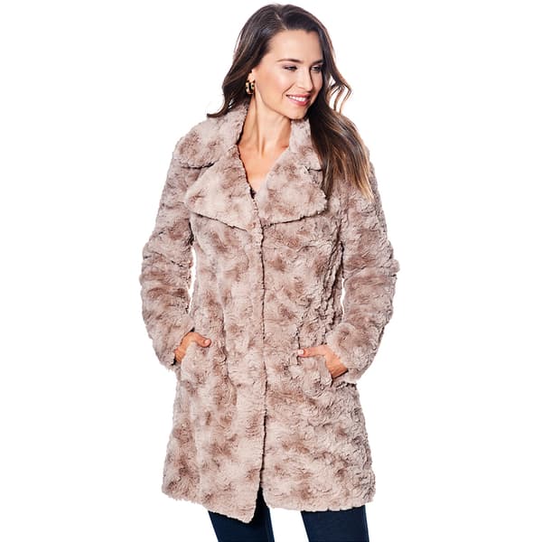 Plus Size Kenneth Cole&#40;R&#41; Faux Fur Walker Coat with Notch Collar